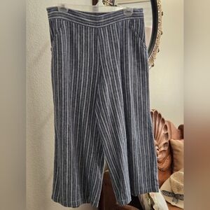 Max Studio Striped Wide-Leg Crop Pants 55% Linen / 45% Cotton Size XL